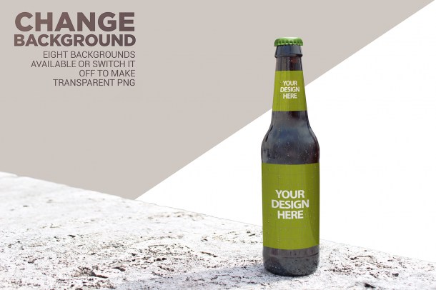 6 Backgrounds Beer Bottle Mockup (1820)